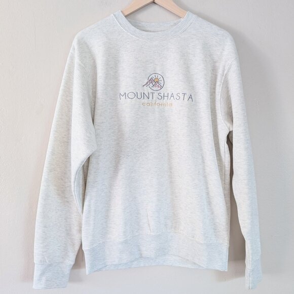 Ultra Soft Light Oatmeal Heather Mount Shasta Embroidered Crewneck Sweatshirt S - Picture 1 of 13